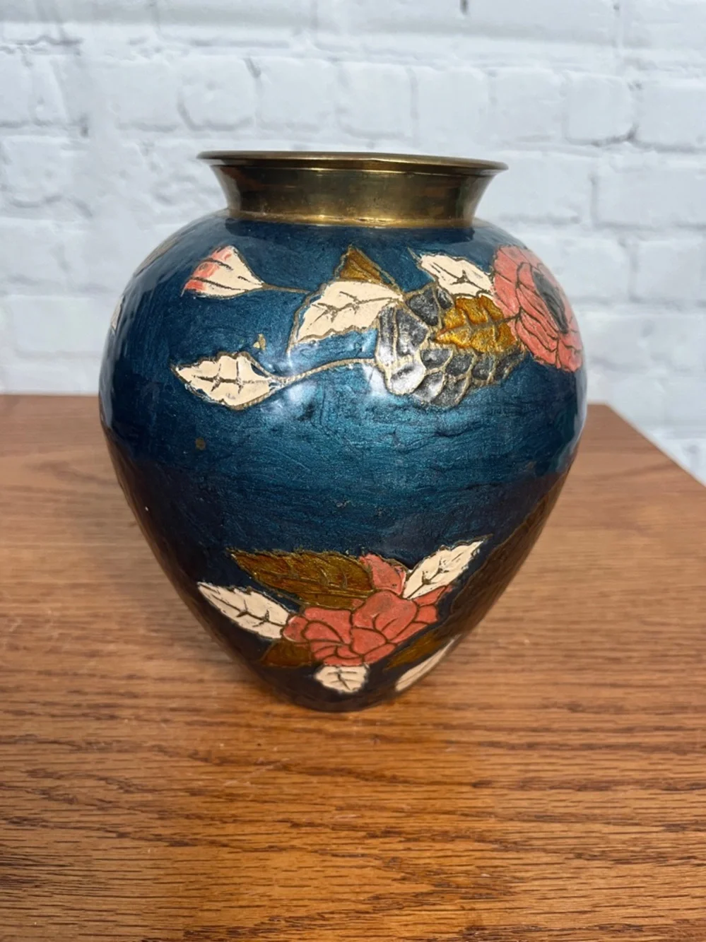 VINTAGE Cloisonne teal base|4.25” tall - Picture 3 of 8